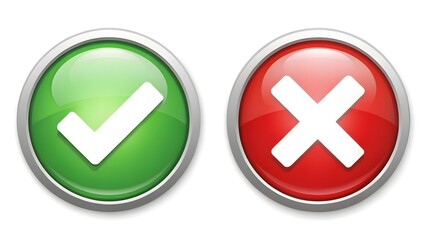 White background set of tick and cross icon designs