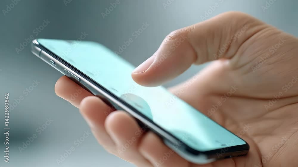 Poster smartphone device in hand embracing modern technology for mobile communication and user convenience 
