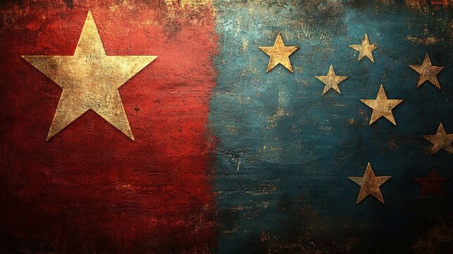 grunge red star