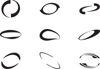 Abstract Black Swirl Shapes Set Graphic Design Elements for Branding and Logos