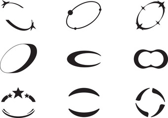 Abstract Black Shapes Design Elements Set Graphic Design Ornamental Swirls Curves Arrows Stars