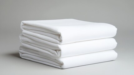 White cotton towels stacked neatly on a light gray background suitable for home or spa environments