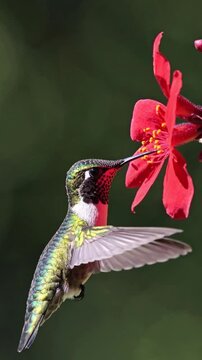 Close-up of hummingbird feeding on flower
