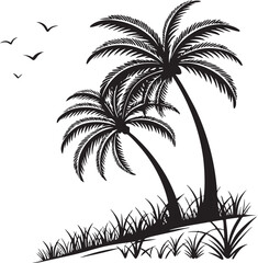 Obraz premium Palmyra Palm tree silhouette vector illustration