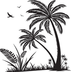 Obraz premium Palmyra Palm tree silhouette vector illustration