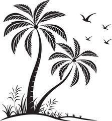 Palmyra Palm tree silhouette vector illustration