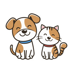 dog and cat smiling art 