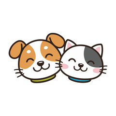 Naklejka premium cat and dog head cartoon art