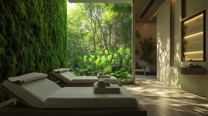 The pool glistens in the soft morning light, its still waters reflecting the surrounding greenery in perfect symmetry. 