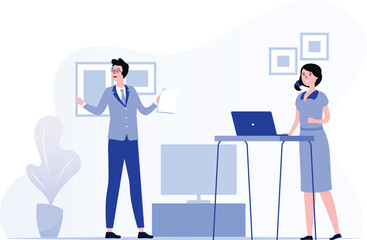 Manager Discussing With Office Worker