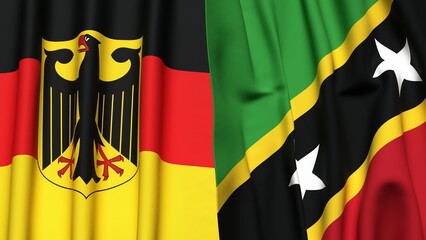 Flags of GERMANY and SAINT KITTS with realistic cloth texture