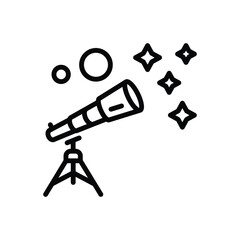 Black line icon for telescope