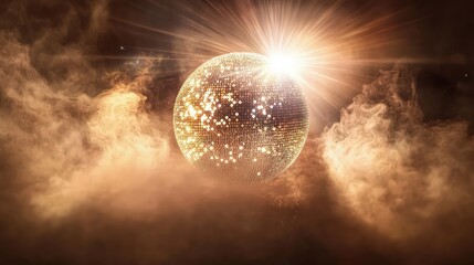  The combination of glowing reflections and ethereal mist evokes a sense of movement and energy, perfect for a vibrant, night-time celebration.