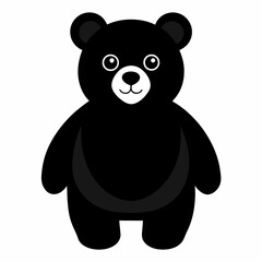 Old teddy black vector on white background.
