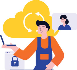 Man Communicating With Video Chat