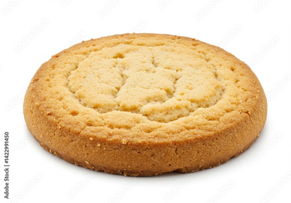 Aufkleber a single round shortbread cookie with a textured surface on a plain white background is displayed