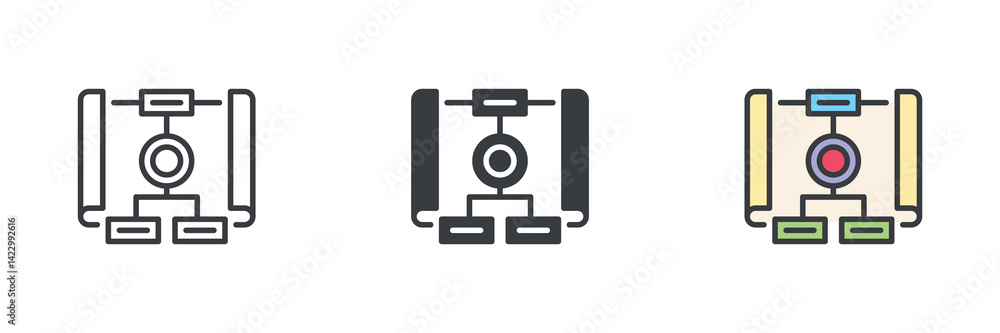 Poster Project Management different style icon set