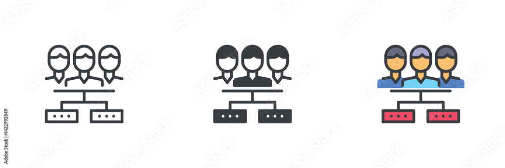 Poster Team management structure different style icon set