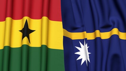 Flags of GHANA and NAURU with realistic cloth texture