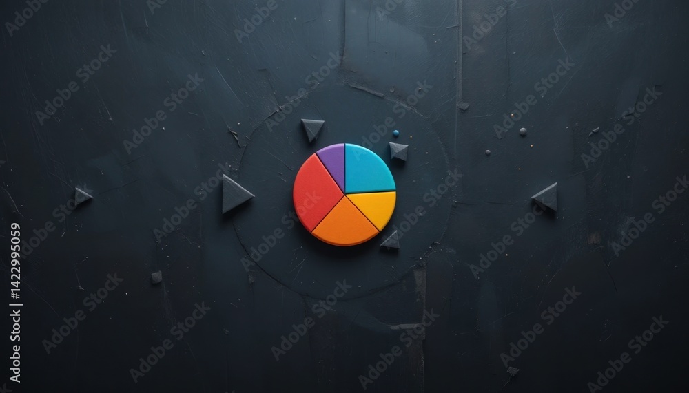 Poster dynamic data visualization pie chart digital workspace graphic design creative environment aerial vi