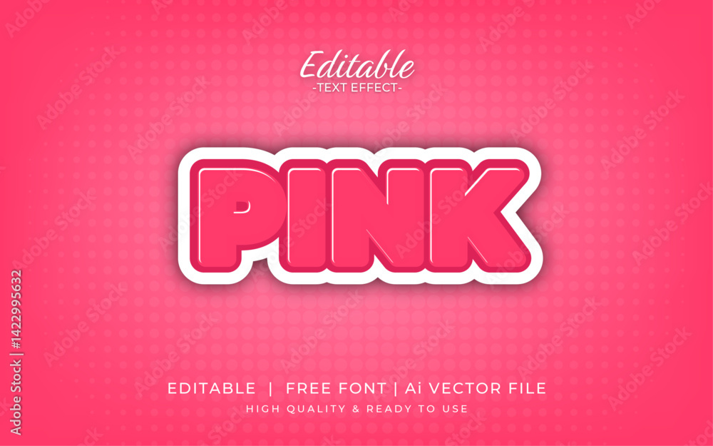 Poster pink bold text effect fully editable font text effect