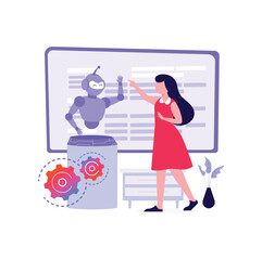 Woman Interecting With AI Robotics 