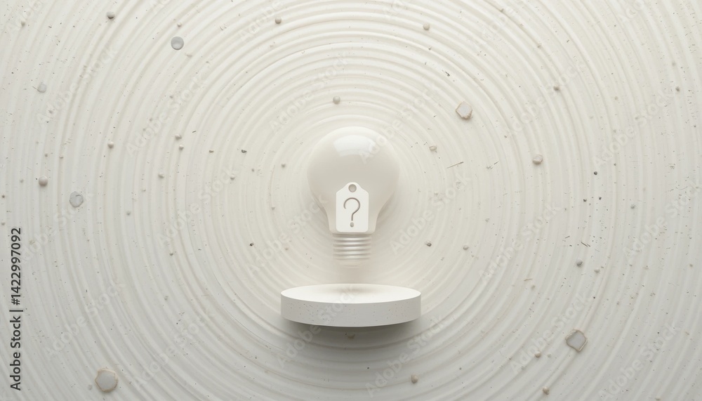 Poster exploring the concept of curiosity an abstract light bulb in a minimalist environment illustration c