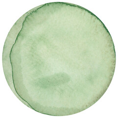 Light Green Watercolor Circle Thin Wash with Texture Brush Strokes on png Transparent Background