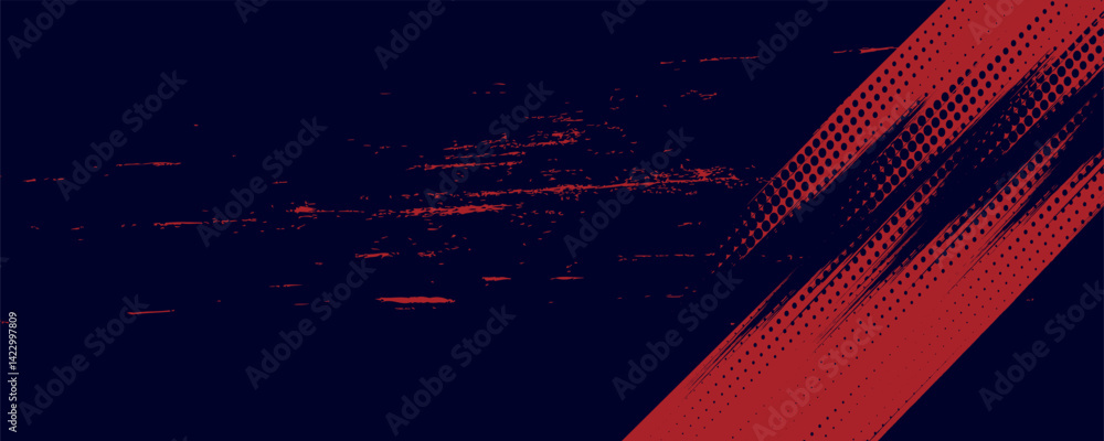 Poster halftone dots red and blue color pattern gradient grunge texture background. dot pop art comic sport