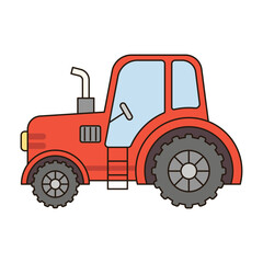TRACTOR cute vehicle doodle icon kawaii style simple outline isolated vector transportation illustration travel element drawing object
