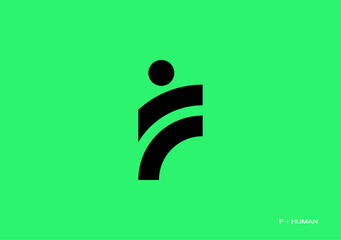 B-505-simple logo vector template based on letter F featuring a human