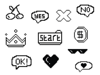 Various Pixelated Shapes 8 bit elements Bundle Set
