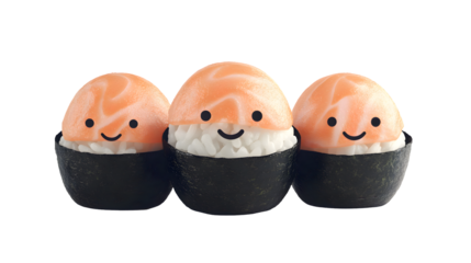 Adorable smiling sushi salmon rice cute cartoon food graphic design