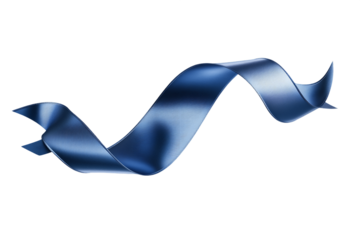 Dark Blue Swirling Ribbon on Transparent Background, PNG