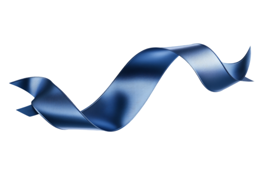 Dark Blue Swirling Ribbon on Transparent Background, PNG