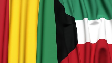 Obraz premium Flags of GUINEA and KUWAIT with realistic cloth texture