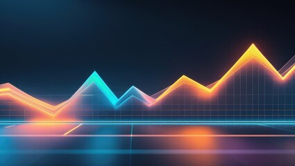 Fototapeta premium Abstract Neon Line Graph Financial Growth Chart Data Visualization Stock Market Trend Business