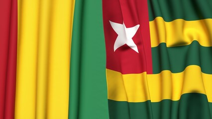 Flags of GUINEA and TOGO with realistic cloth texture