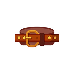 Leather Belt with Antique Buckle on Transparent Background