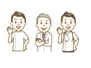 医師、薬剤師、栄養士、理学療法士、カウンセラー　上半身