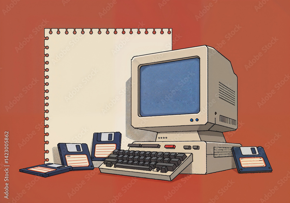 Poster a retro computer monitor . generative ai