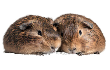Two guinea pigs isolated on a transparent background