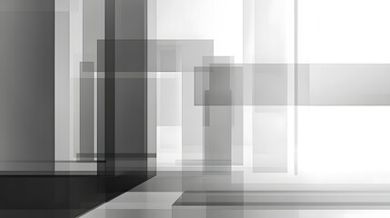 Fototapeta premium Abstract Geometric Shapes in Monochrome with Shadows and Light Effects