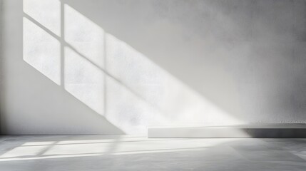 Bright and Minimalist Interior with Shadows on White Wall