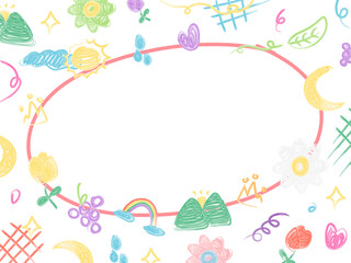 Cheerful Frame Child Watercolor Drawings Background Isolated On White