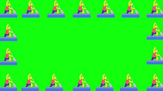 Boart running playing icons green screen.