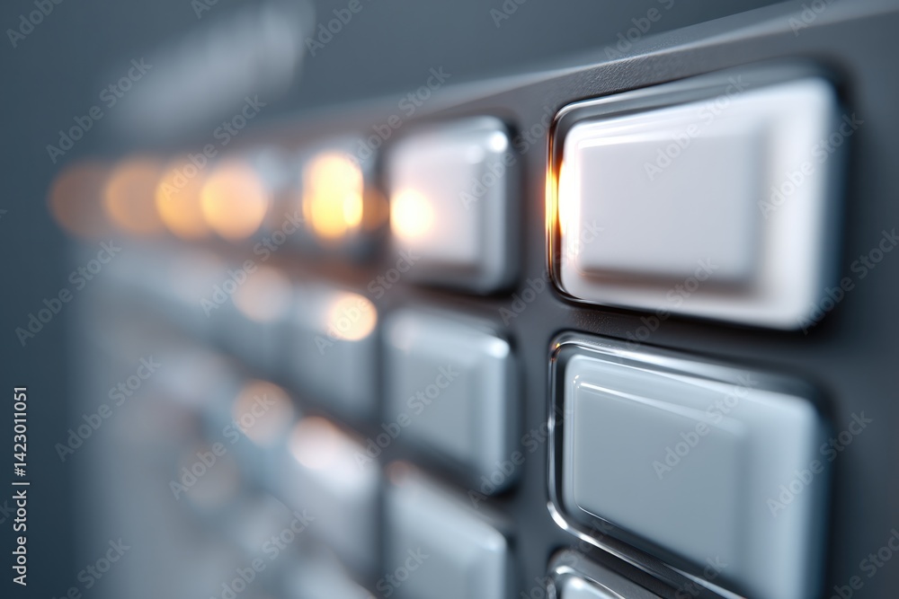 Poster close-up view of illuminated buttons showcasing sleek design and