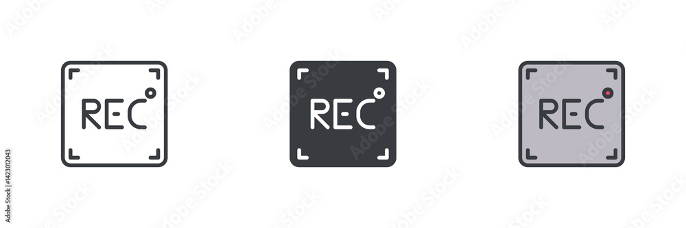 Aufkleber rec button different style icon set