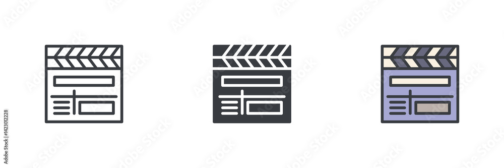 Aufkleber Clapper board different style icon set