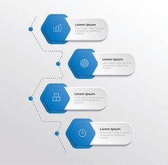 Obraz premium Minimalist Blue Infographic with Business Icons and Text for Presentation